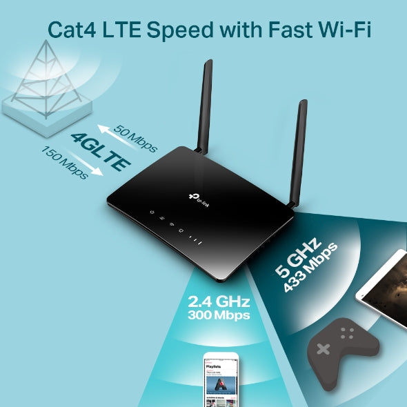 TP link Archer MR200	AC750 Wireless Dual Band 4G LTE Router